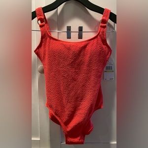 Michael Kors Textured Stretch One Piece Swimsuit Sangria Size 4 MSRP$122.00 NWT